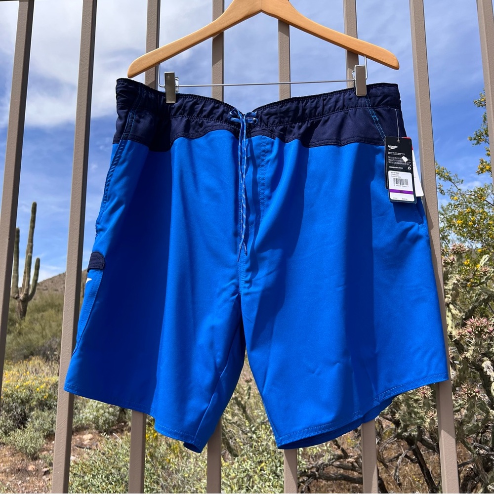 ⬇️💲Speedo NWT Men’s Swim Trunks Size XXL Color Blue Turkish Sea (On Tag) UPF 50+